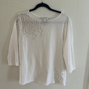 ✨ Peck&Peck Embellished White Tee-Size XL ✨